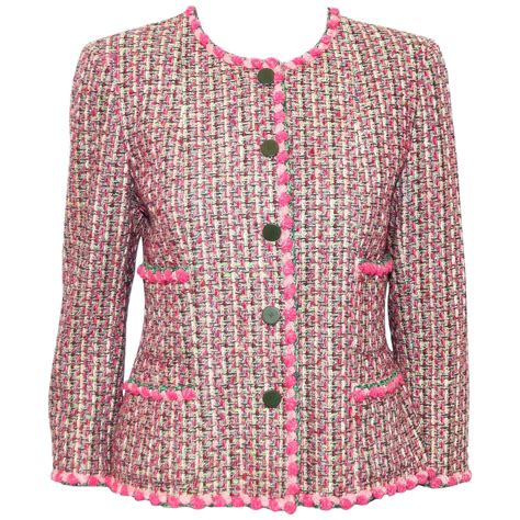 chanel tweed jacket pink|women's Chanel style tweed jacket.